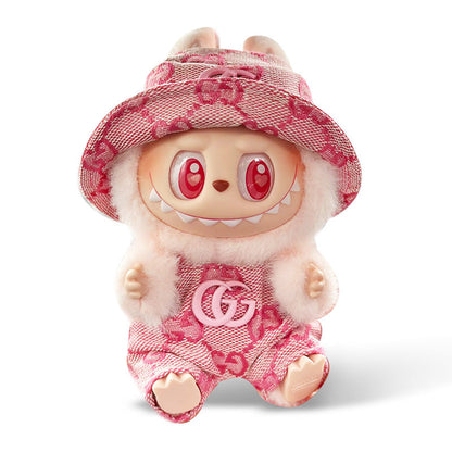 POP MART The Monsters Labubu Fashion Dress - Gucci Style Pink overalls + Pink hat