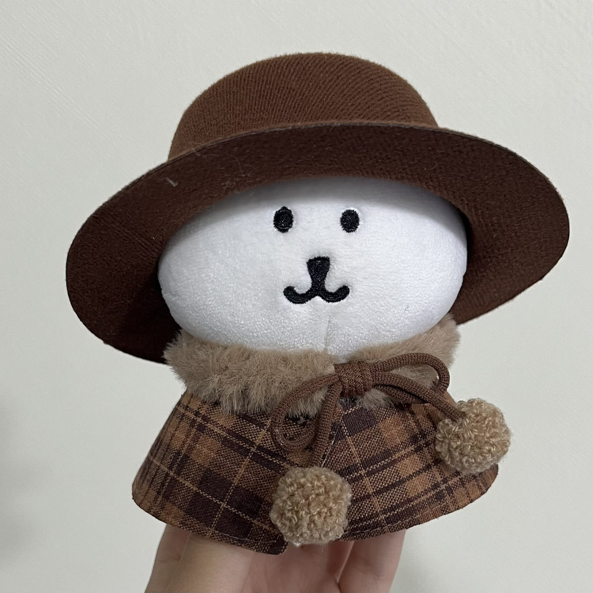 Plaid Cape & Top Hat for 10cm Plush
