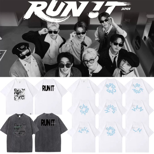 SKZ World Tour RUN IT Printed Short-sleeved T-shirt