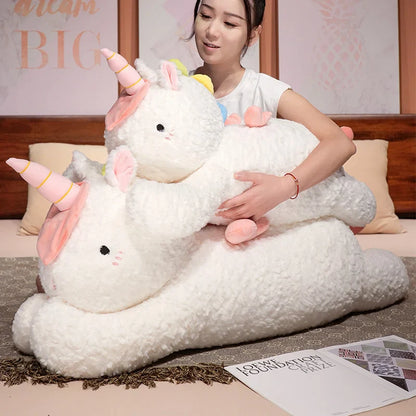 Adorable Oversized Chibi White Unicorn Stuffed Toy