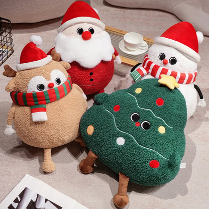 Adorable Plushies: Chubby Christmas Tree, Reindeer, Santa, and Snowman!