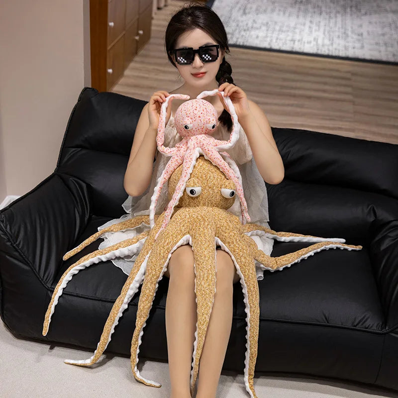 Adorable Pink and Brown Plush Octopus - Funny and Cuddly!