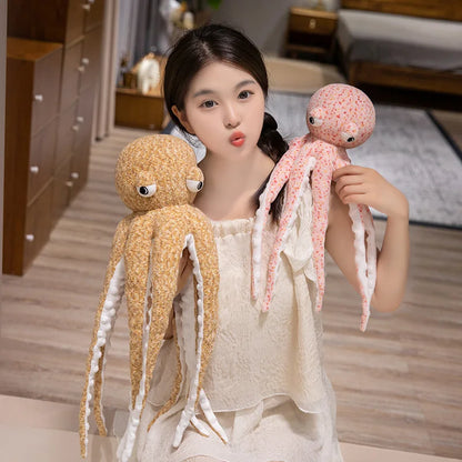 Adorable Pink and Brown Plush Octopus - Funny and Cuddly!