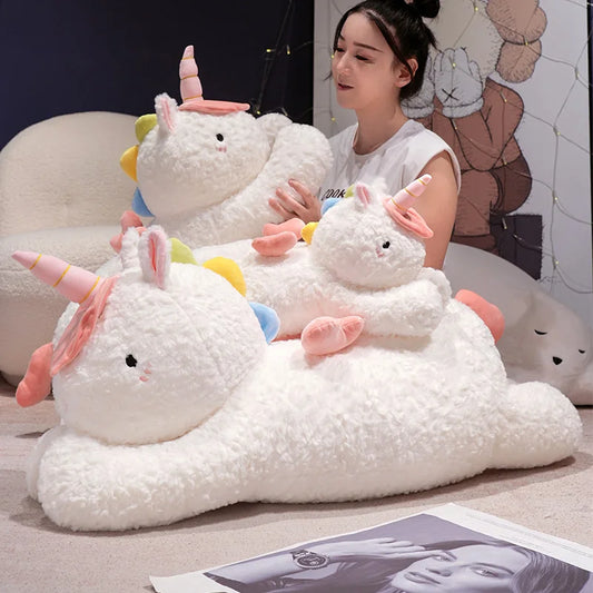 Adorable Oversized Chibi White Unicorn Stuffed Toy