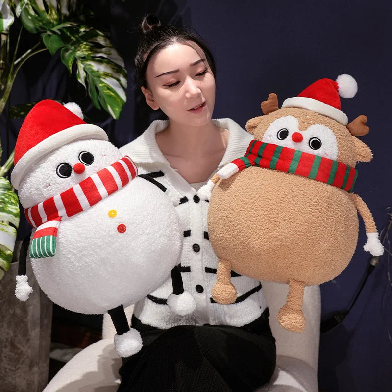 Adorable Plushies: Chubby Christmas Tree, Reindeer, Santa, and Snowman!