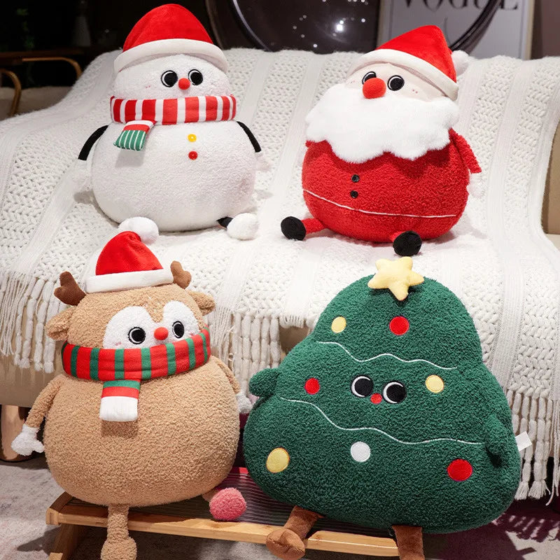 Adorable Plushies: Chubby Christmas Tree, Reindeer, Santa, and Snowman!