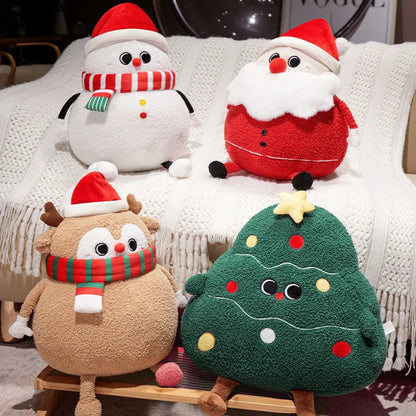 Adorable Plushies: Chubby Christmas Tree, Reindeer, Santa, and Snowman!