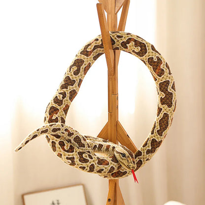 Lifelike Long Plush Snakes in Brown, Green, and Orange