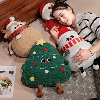 Adorable Plushies: Chubby Christmas Tree, Reindeer, Santa, and Snowman!