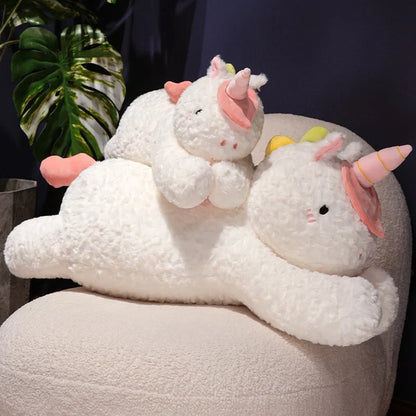 Adorable Oversized Chibi White Unicorn Stuffed Toy