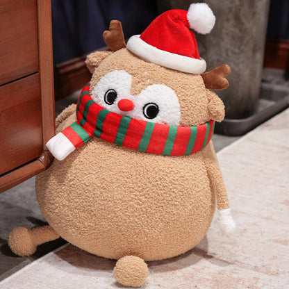 Adorable Plushies: Chubby Christmas Tree, Reindeer, Santa, and Snowman!