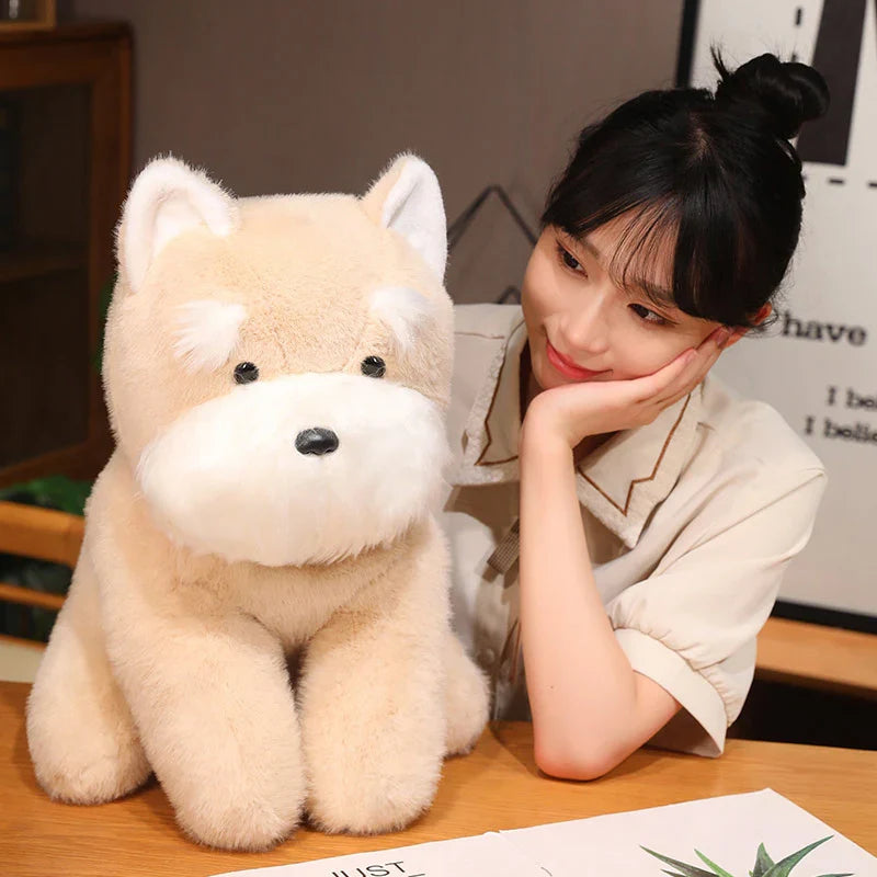 Adorable Fluffy Gray and Beige Schnauzer Dog Plush Toy