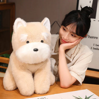 Adorable Fluffy Gray and Beige Schnauzer Dog Plush Toy