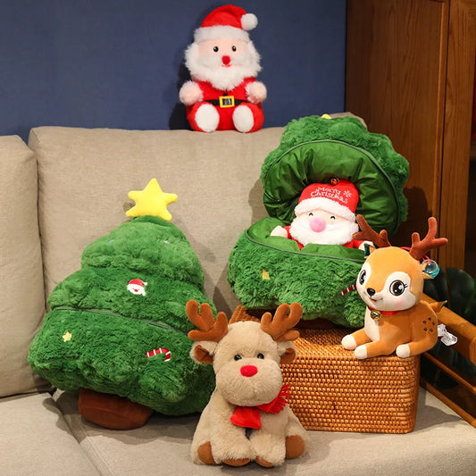 Festive Plushie Collection: Santa, Rudolph, and Christmas Tree Delight!