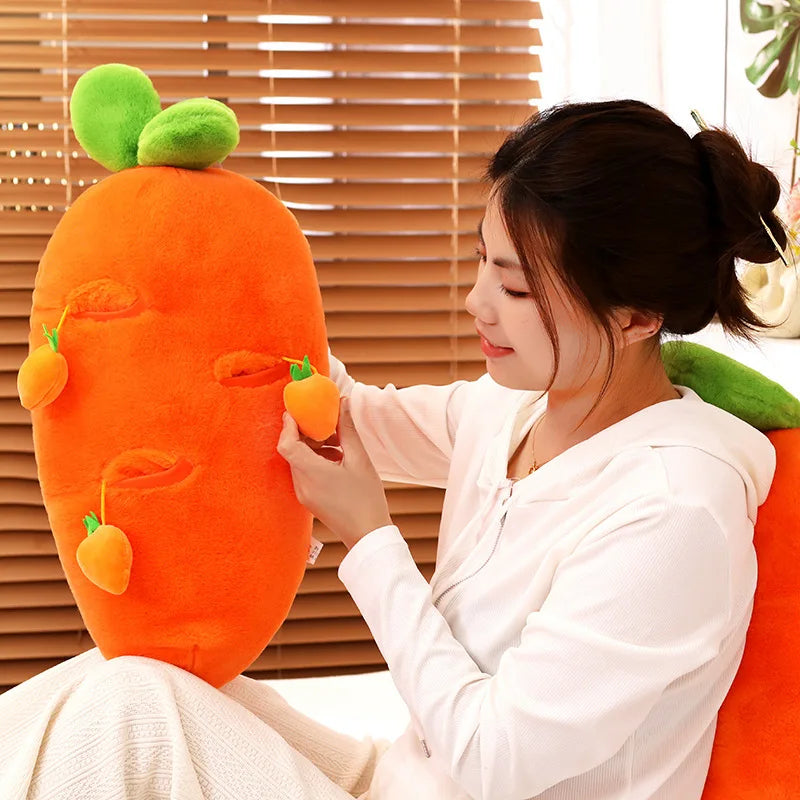 Adorable Fluffy Carrot Plushie with Cute Mini Hanging Carrots