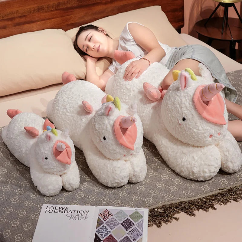 Adorable Oversized Chibi White Unicorn Stuffed Toy
