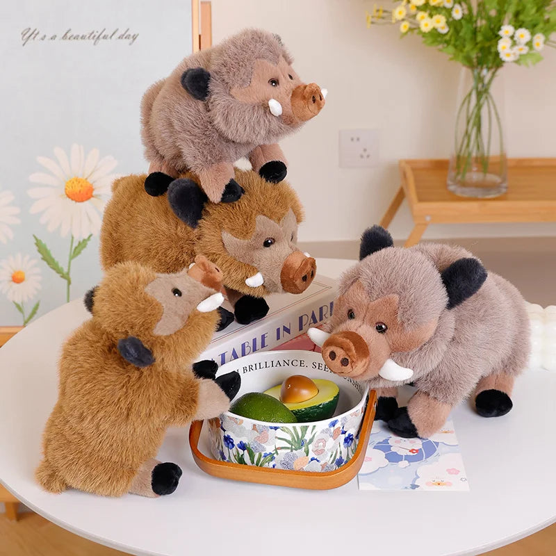 Adorable Fluffy Wild Boar Plush Companion