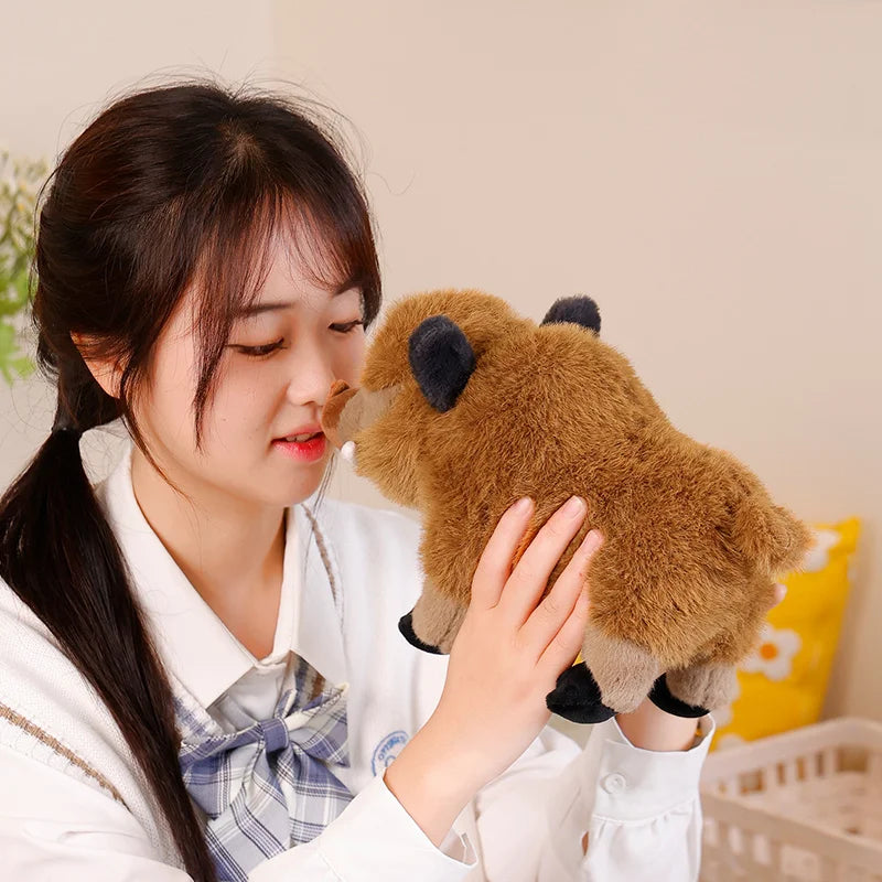 Adorable Fluffy Wild Boar Plush Companion