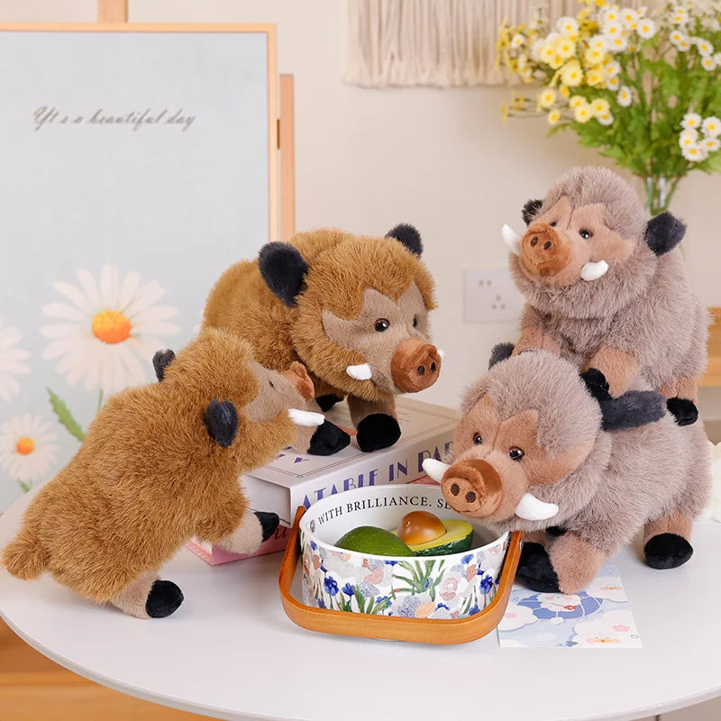 Adorable Fluffy Wild Boar Plush Companion