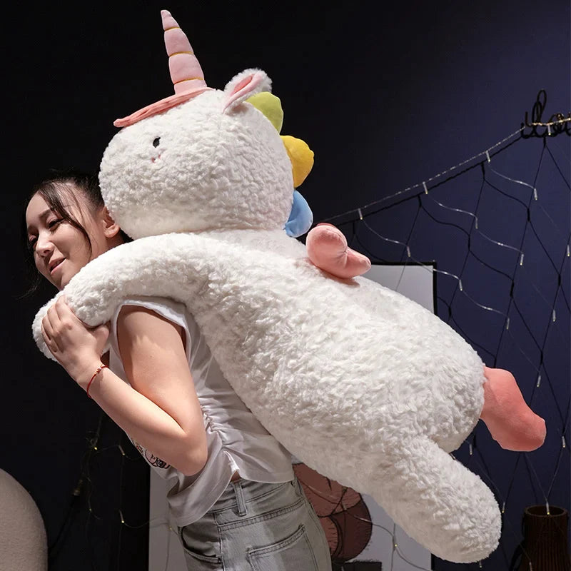 Adorable Oversized Chibi White Unicorn Stuffed Toy