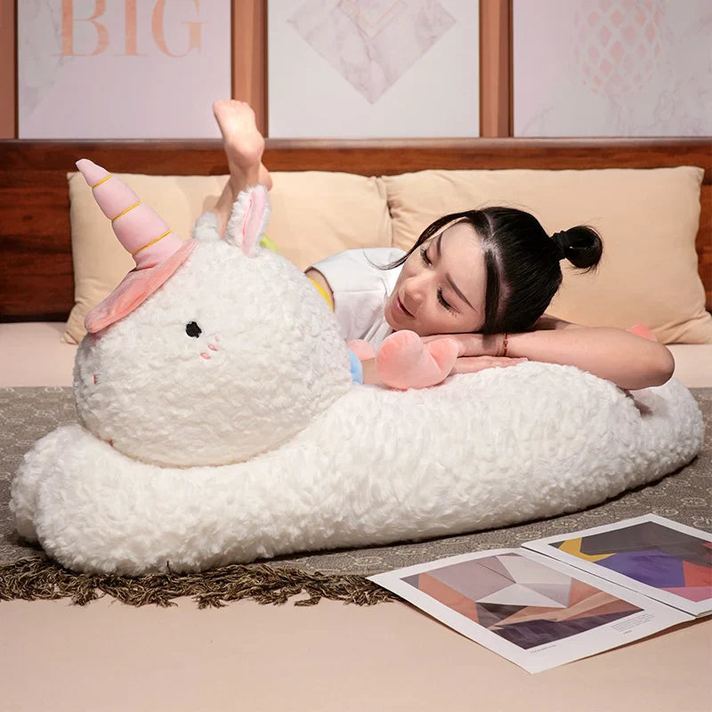 Adorable Oversized Chibi White Unicorn Stuffed Toy