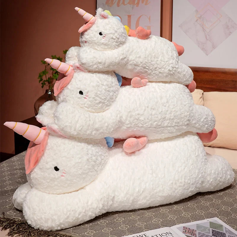 Adorable Oversized Chibi White Unicorn Stuffed Toy