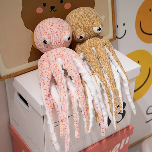 Adorable Pink and Brown Plush Octopus - Funny and Cuddly!