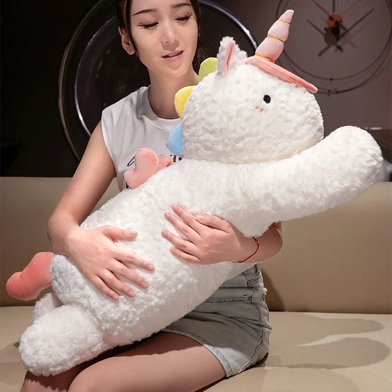 Adorable Oversized Chibi White Unicorn Stuffed Toy