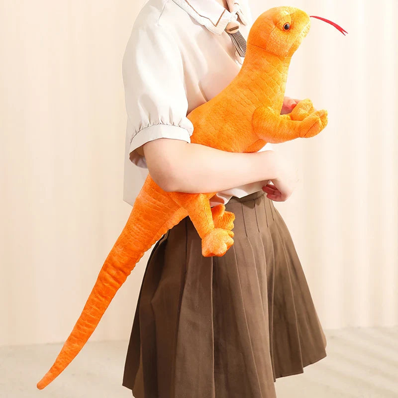 Vibrant Lifelike Orange, Green, and Brown Lizard Plush Toy