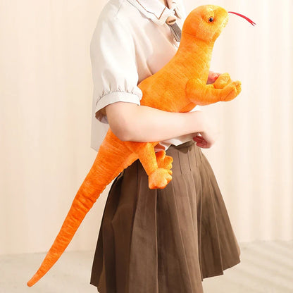 Vibrant Lifelike Orange, Green, and Brown Lizard Plush Toy