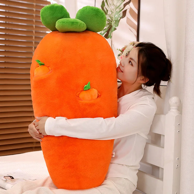Adorable Fluffy Carrot Plushie with Cute Mini Hanging Carrots