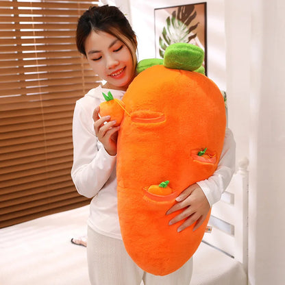 Adorable Fluffy Carrot Plushie with Cute Mini Hanging Carrots