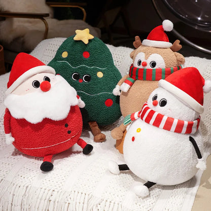 Adorable Plushies: Chubby Christmas Tree, Reindeer, Santa, and Snowman!