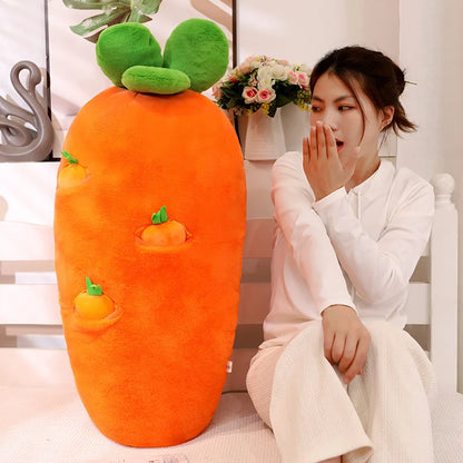 Adorable Fluffy Carrot Plushie with Cute Mini Hanging Carrots