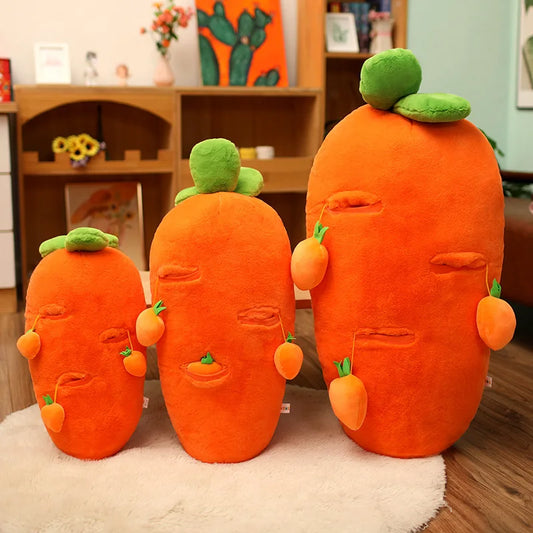 Adorable Fluffy Carrot Plushie with Cute Mini Hanging Carrots