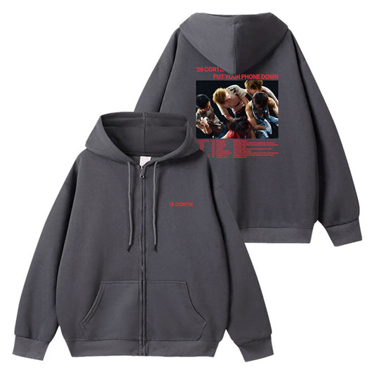CORTIS put your phone down Cotton Hoodie gray