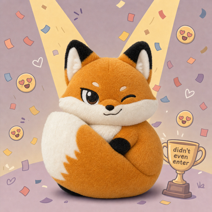 The Accidental Favorite fox plush, 30 cm version