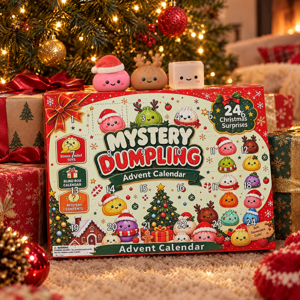 Squishy advent calendar under the Christmas tree