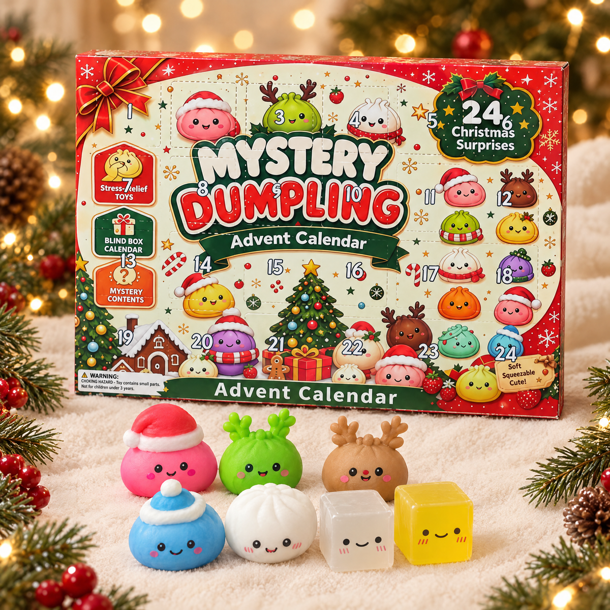 Mystery Dumpling squishy advent calendar with 24 squishies