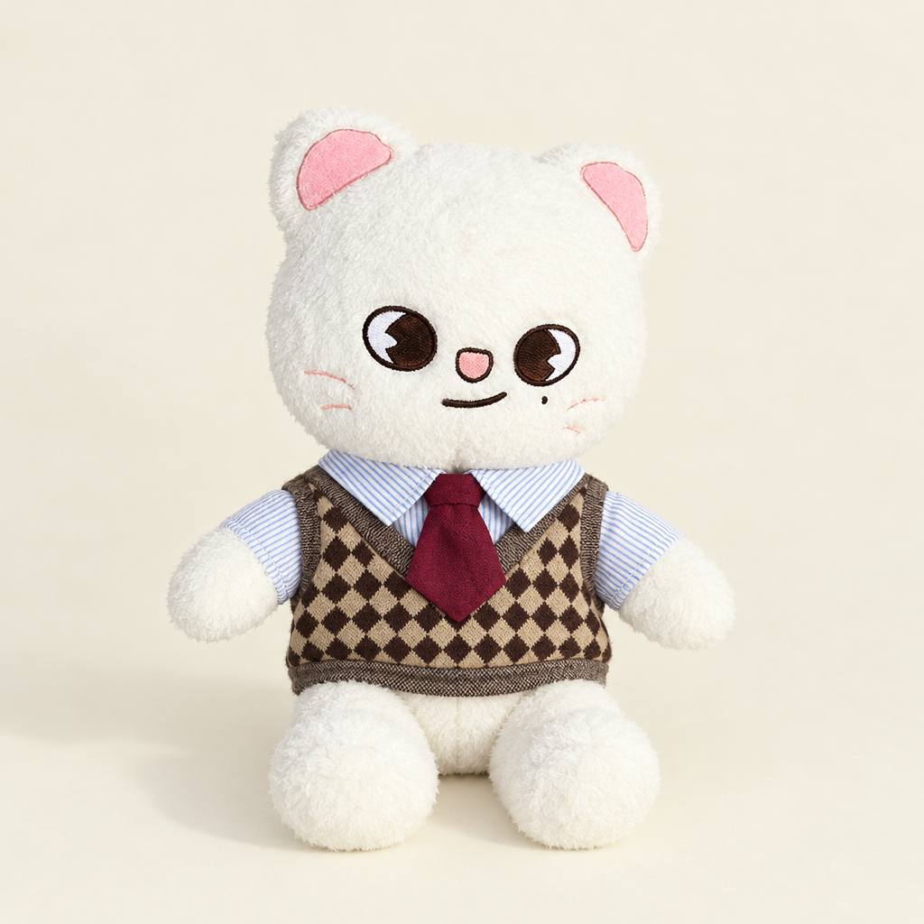 Preppy Outfit Set – Argyle Vest & Tie – for 40-50cm Teddy Bear