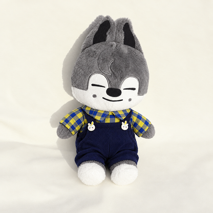 Overalls Outfit Set – Plaid & Navy Overalls – for 40-50cm Teddy Bear