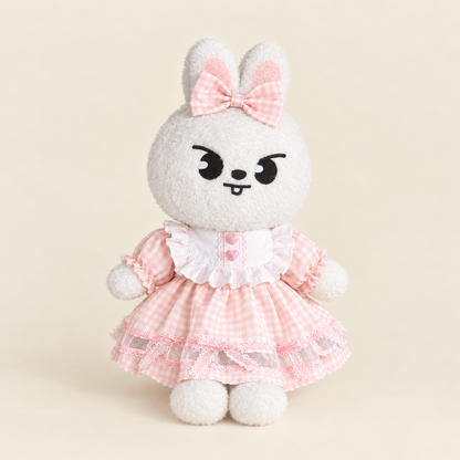 Pink Gingham Ruffle Dress & Bow for 40-50cm Teddy Bear