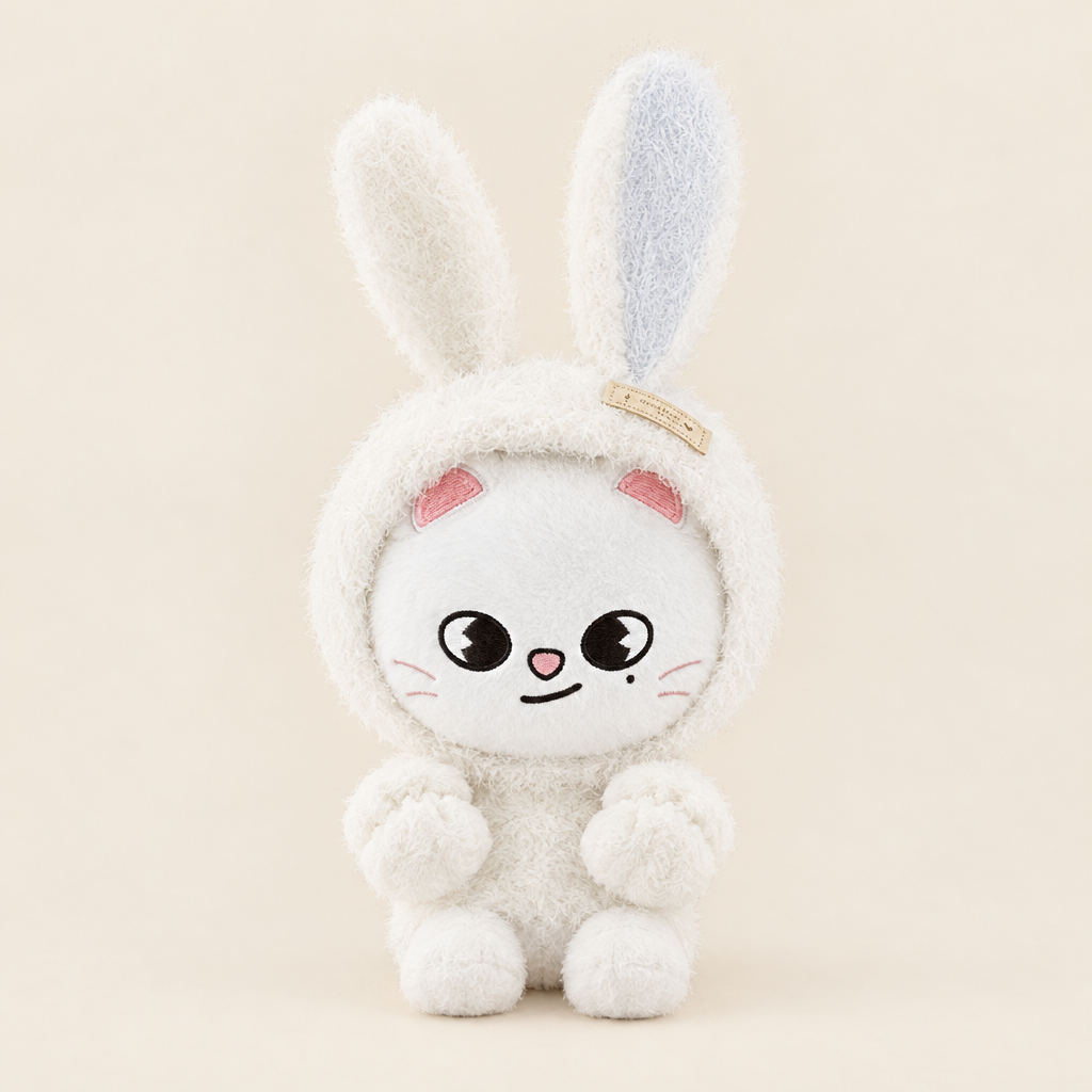 10cm Plush Dressing - Bunny Ear Hood & Mittens - White