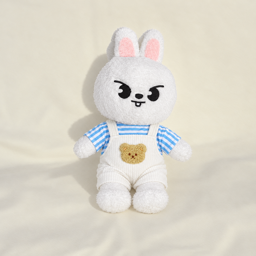 Overalls Outfit Set – Stripe & White Overalls – for 40-50cm Teddy Bear
