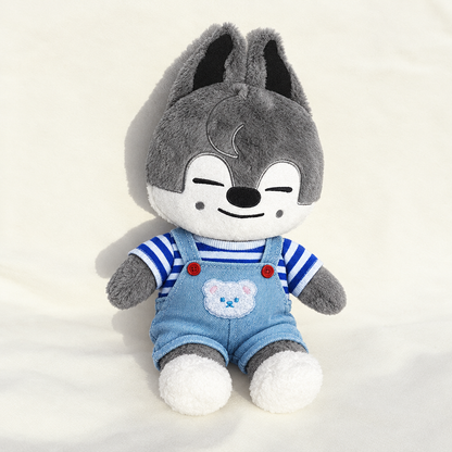 Striped Tee & Denim Overalls Set for 40-50cm Teddy Bear