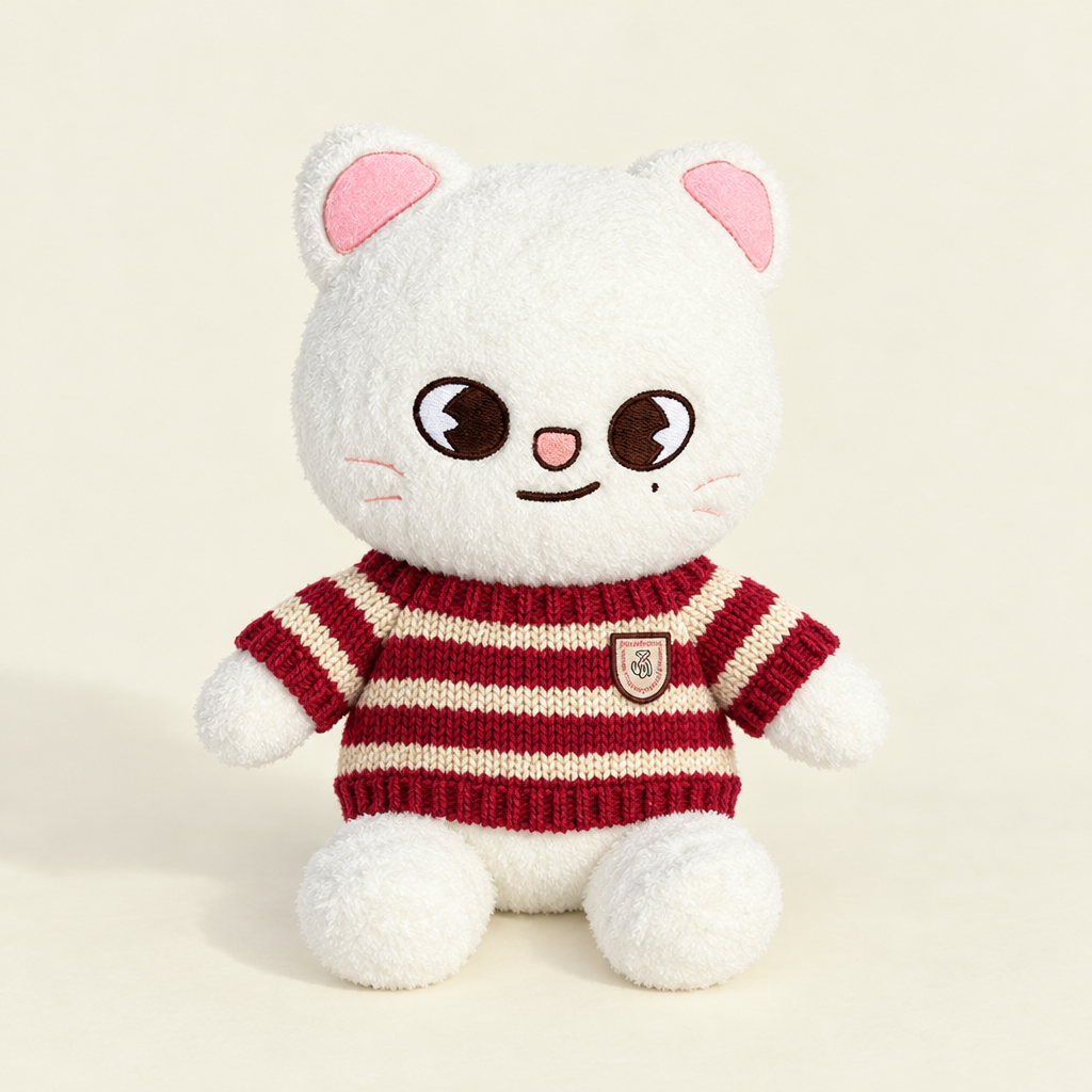Striped Knit Sweater – Burgundy Stripe – for 40-50cm Teddy Bear