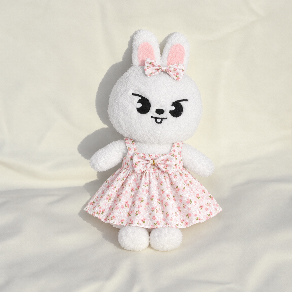 Bow Party Dress – Pink Lace – for 40cm Plush