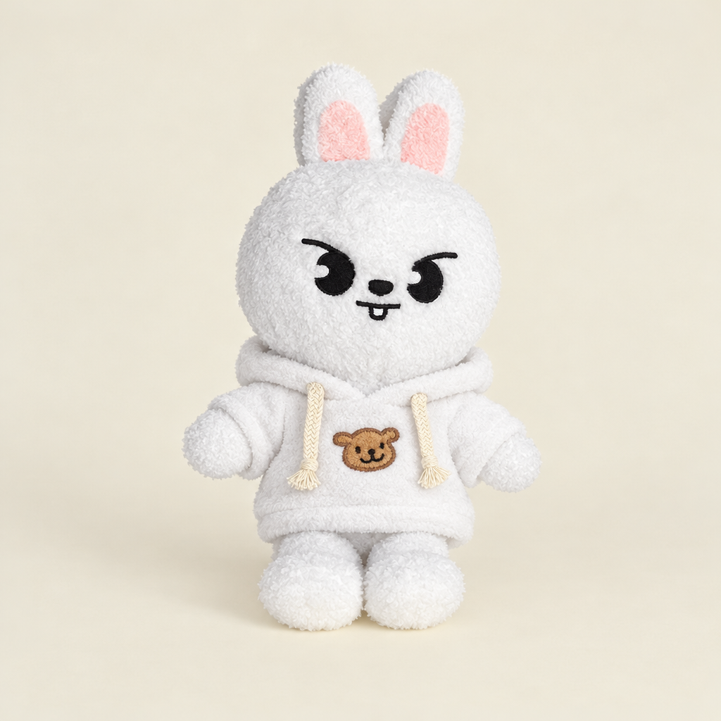 Teddy Hoodie – White – for 50cm Plush