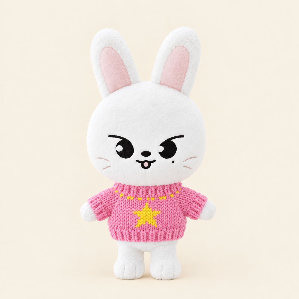 10cm Plush Dressing - Cozy Knit Sweater - Pink Star