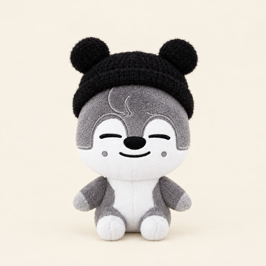 10cm Plush Dressing - Bear Ear Knit Beanie - Black
